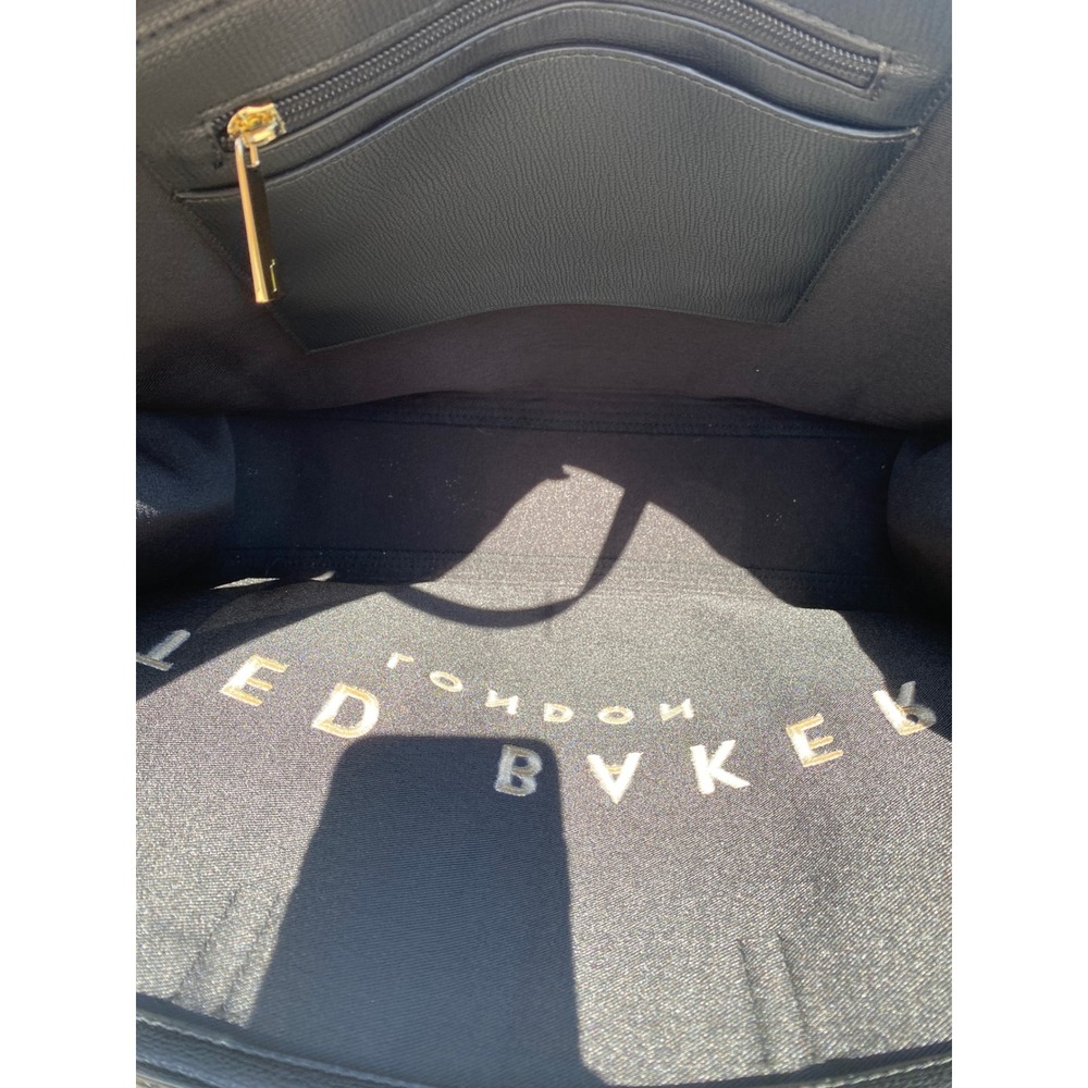NEW Ted Baker London The Icon Tote Black Woven Straw Logo Shoulder Bag NEW - Picture 8 of 16